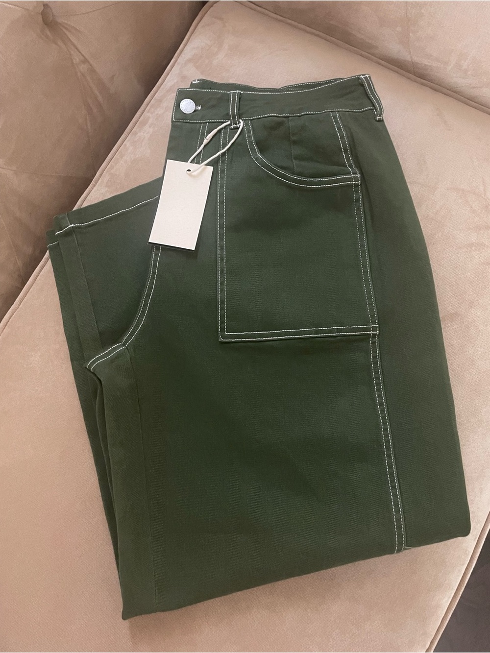 Women's Olive Green High-Rise Utility Pants